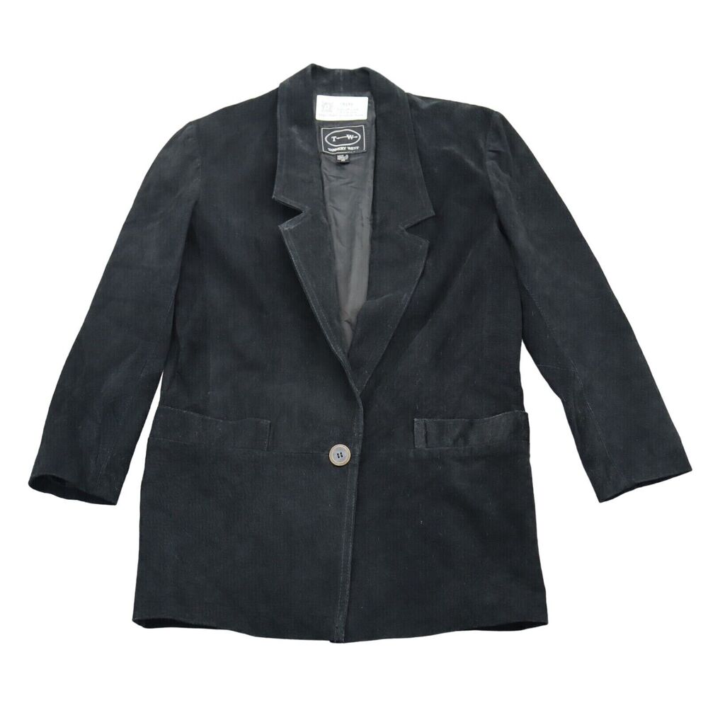 Tannery West Jacket Womens XS Black Blazer Suede Leather Long Sleeve Button